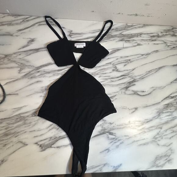 LOVERS + FRIENDS Revolve Bodysuit Cutout Thong Back Black Size XS seamless - Picture 1 of 4